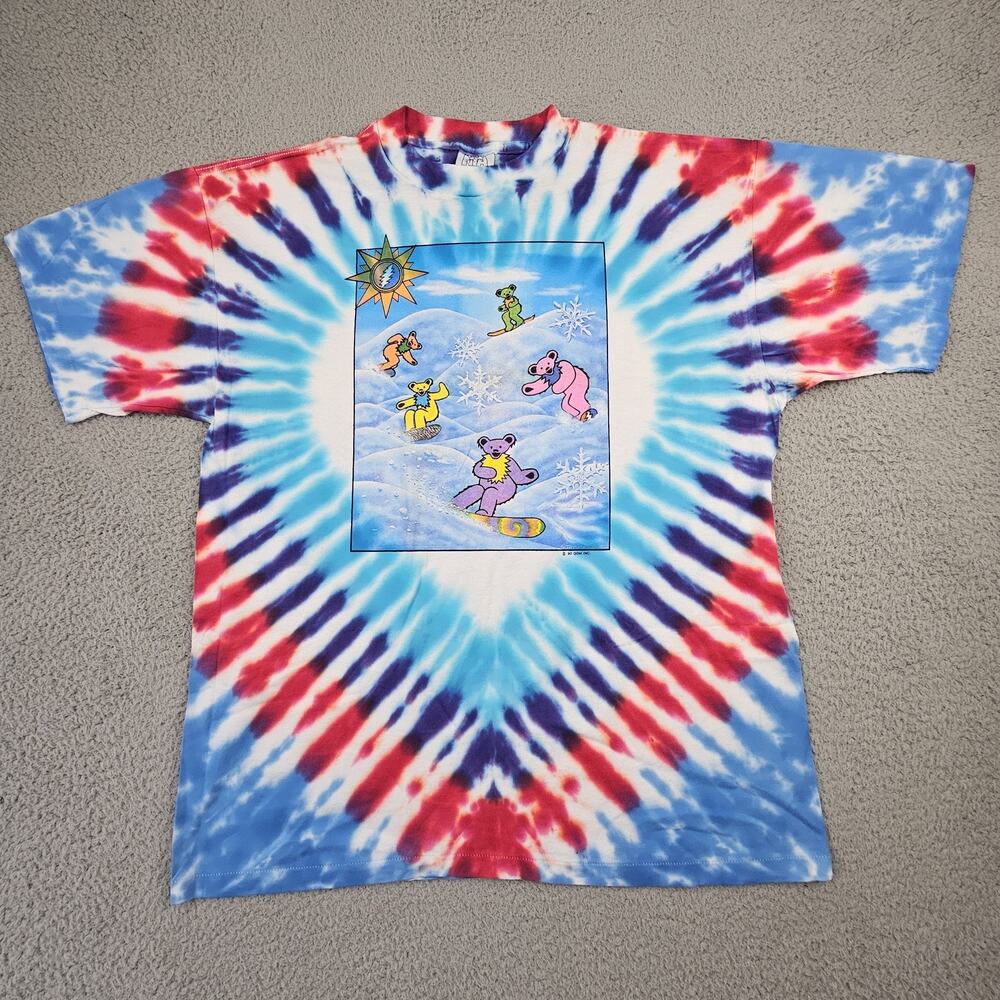 Vintage Grateful Dead Shirt Mens XL Tie‎ Dye Steal Your Face Snowboard Bears 90s